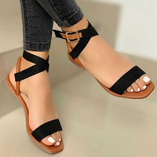 Flat Women Sandals  Summer Women Cross Strap Sandals Fashion Open Toe Elegant Women Shoes Comfortable Sexy Sandals Women