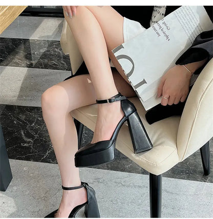 Futurecen Platform High Heels for Women Lolita Mary Janes Shoes autumn New Ladies Round Toe Buckle Strap Pumps Elegant Female Shoes