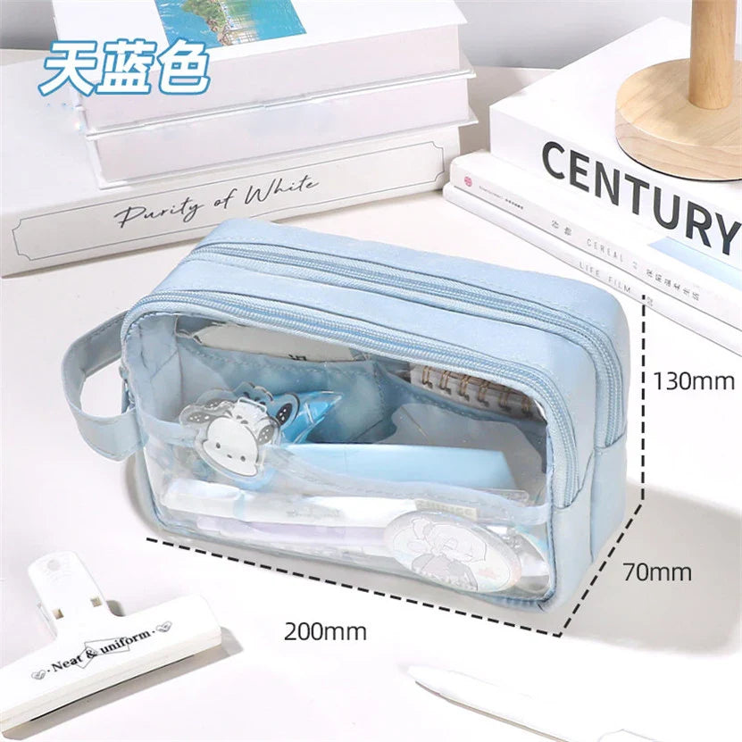 binfenxie Pencil Case Transparent Pencil Box Kawaii Stationery Pen Bag Estuche Piornik Astuccio Scuola Portable School Supplies Korean