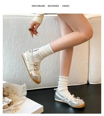 Women Flats Bow Ballet Dance Mary Jane Shoes Summer Sandals Fashion New Brand Dress Designer Casual Shallow Zapatos Mujer