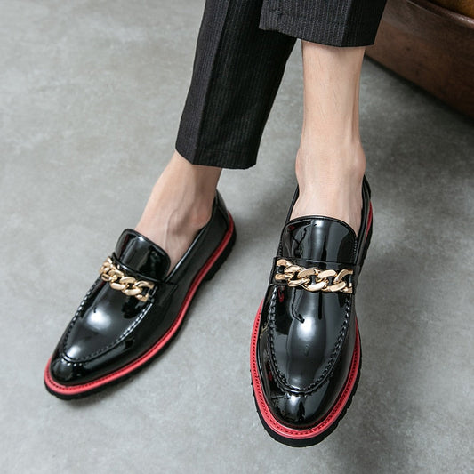 Leather Designer Brand Luxury Men Casual Office Bussiness Black Loafers Mens Italian Wedding Dress Male Shoes mens shoes