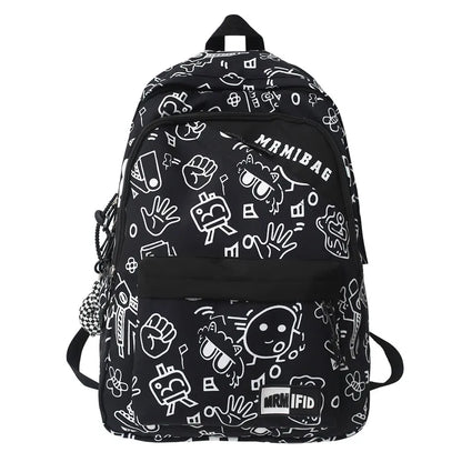 binfenxie New Fashion Girl Graffiti Design Bookbag for Teens Backpack Colleg Cute Schoolbag Laptop Rucksack Women Mochila Travel Bag