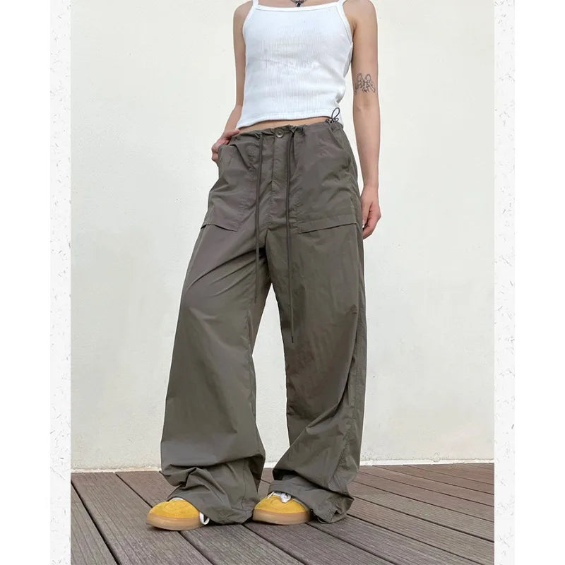 binfenxie Vintage Harajuku Oversized Pants Women America Retro Baggy Casual New Cargo Trousers Man Y2k Summer Streetwear Loose