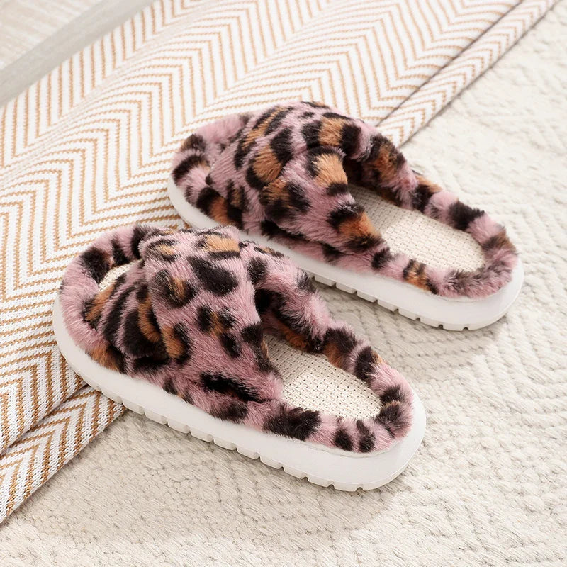 New Women Home Slippers Autumn Winter Open-Toe Cross Band Linen Soled Indoor Slides Linen Soled Non-Slip Bathroom Slippers