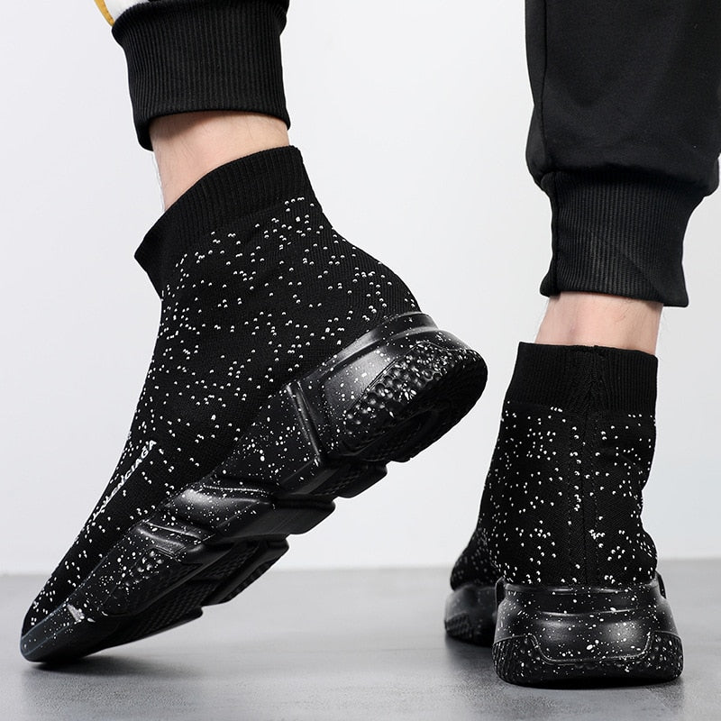 Black Socks Sneakers Men Slip on High Sports Shoes Women Large Size 45 Fashion Unisex Breathable Brand Casual Sneakers Men