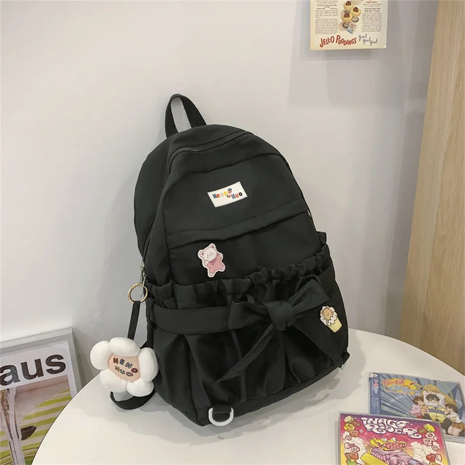 binfenxie Kawaii Women Backpacks Purses Preppy Style School Book Bag with Badge Travel Bag for Teen Girls Bagpack Large Capacity Rucksack