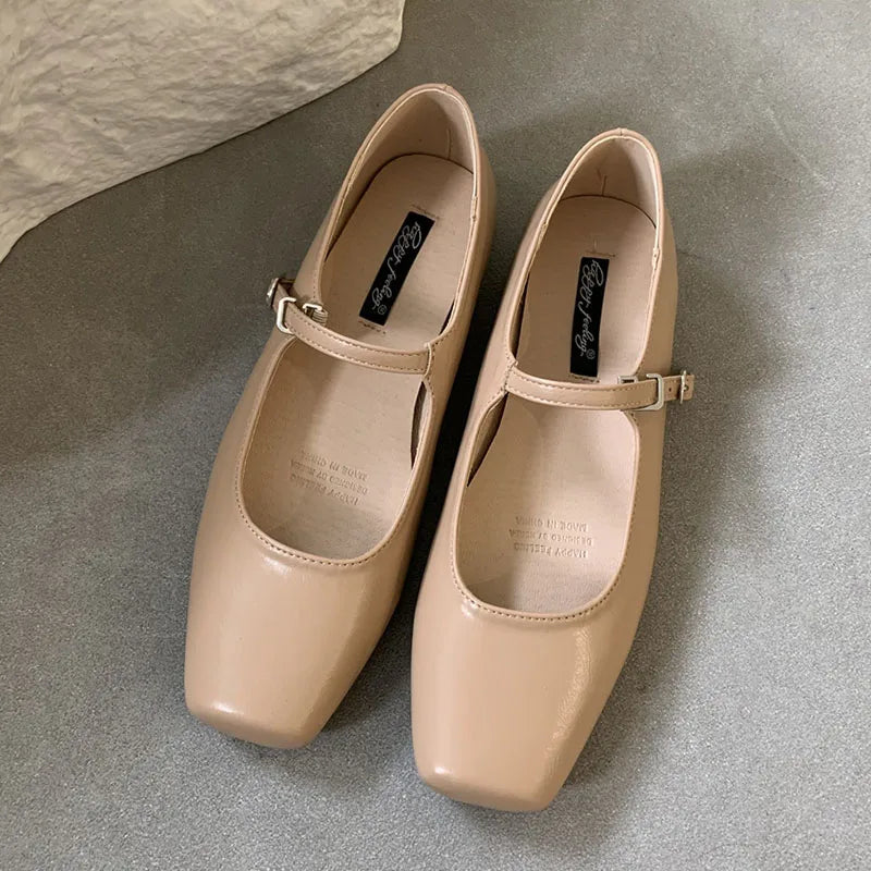 binfenxie  -   Summer New Brand Women Sliver Flats Fashion Square Toe Shallow Mary Jane Shoes Soft Casual Ballet Shoes Slingback Shoes