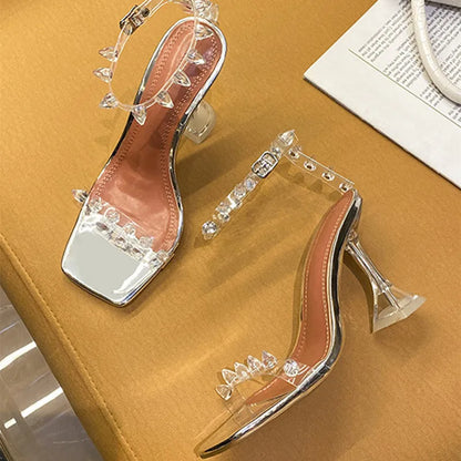 binfenxie Star style Summer Transparent Women Sandals Fashion Crystal Clear heeled Female Party Prom Shoes High heels Gladiator Sandals