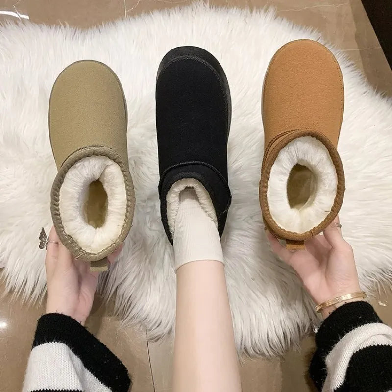 New Classic Thickened Fluff Women's Snow Boots Comfortable Warm Ankle Boots Women Winter Ladies Shoes Chunky Botas Mujer