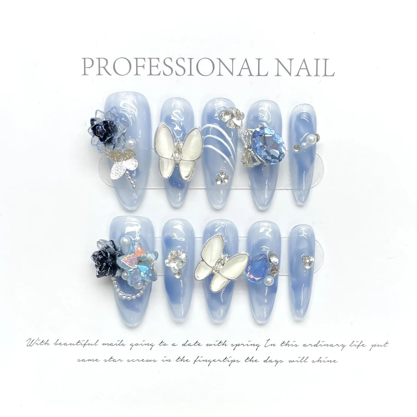 10pcs detachable almond handmade false nails ballet wearable Maillard style artificial nail with glue fall winter press on nails