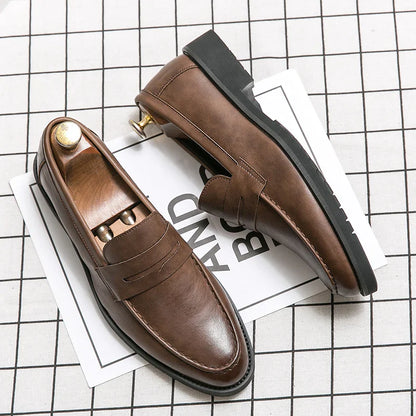 Spring Autumn Hot Selling Men's Loafers Brown Elegant Business Casual Shoes Anti Slip Formal Leather Shoes for Men's