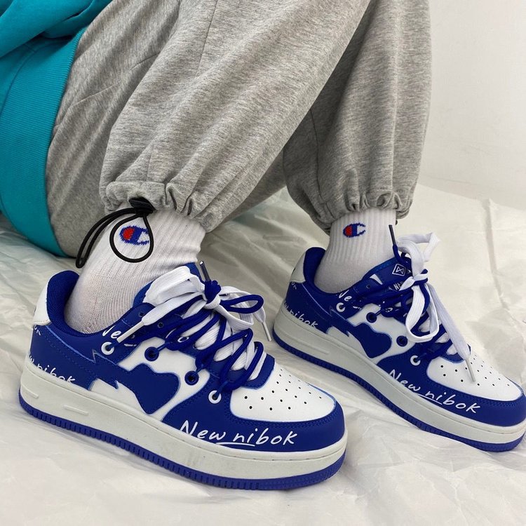 y2k Luxury Sneakers Heart Fashion Women Casuals Basketball Style Sneakers  Couple Trend Lace-up White Blue Shoes Sport