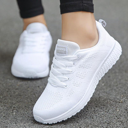 Women Casual Shoes Fashion Walking Mesh Flat Shoes For Women Sneakers  Gym Women Vulcanized Shoes White Black Tennis Female