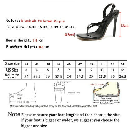 Sexy Buckle Strap Women Sandals Designer Square Toe Cross Tied High Heels Shoes Stripper Summer Pumps