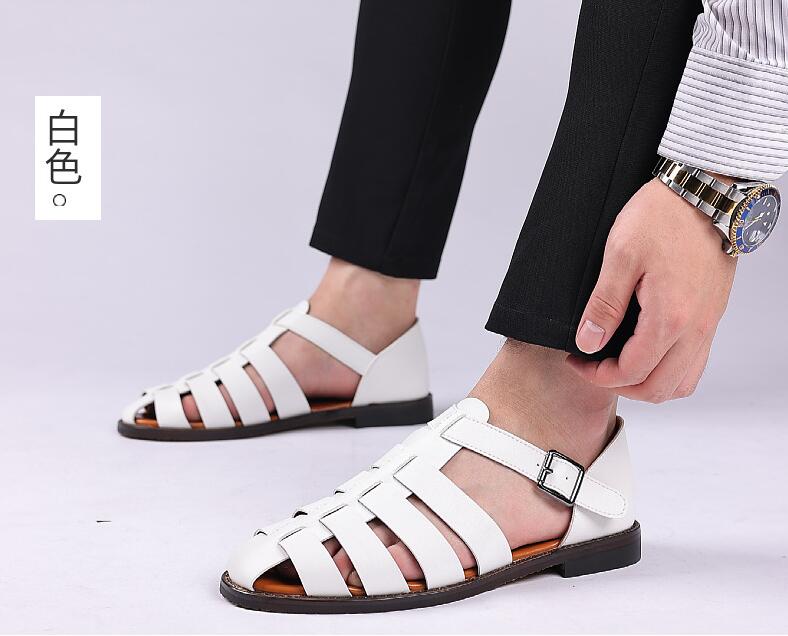 Men's Leather Sandals Men Trendy Summer Roman Shoes Mens Casual Comfortable Soft Beach Footwear Flats EUR Sizes 38-48