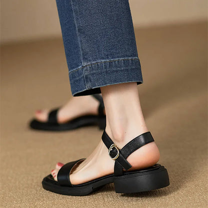 Summer Fashion Sandals Women Low Heels Elegant Open Toe Slingback Shoes for Women Non-slip Soft Sole Sandalias De Mujer