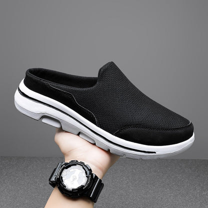 Men Casual Mules Mesh Breathable Flat Slippers Summer Couple Shoes Large Size Loafers Fashion Shoes Men Street Slippers