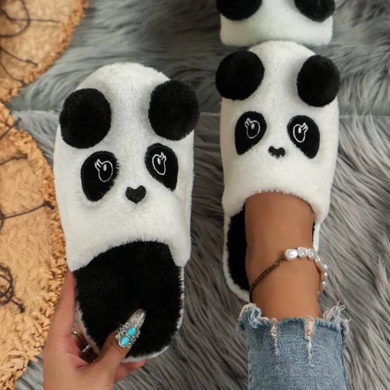 Winter Warm House Slippers Panda Non Slip Fleece Plush Home on Shoes Indoor Outdoor Shoes Winter Shoes Woman Warm