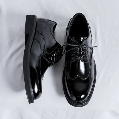 Autumn Trending Classic Men Dress Shoes for Men Oxfords Patent Leather Shoes Lace Up Formal Black Leather Wedding Party Shoes