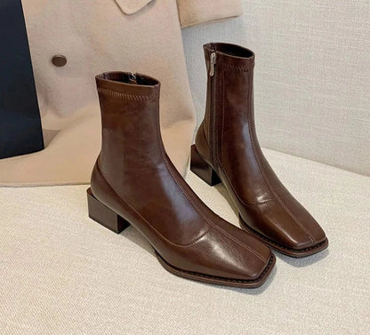 Fashion Style Ankle Boots Women Shoes Zippers Low Heel Bota Ladies Comfort Morder Short Bootties