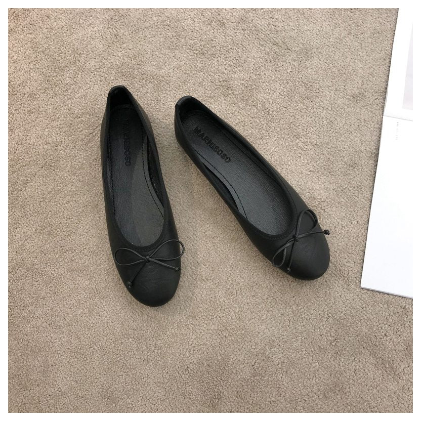 Classic Female Flats Ballerina Shoes Women Fashion Brand Round Toe Ballet Bow Knot Shallow Moccasin Slip On Loafer Big size