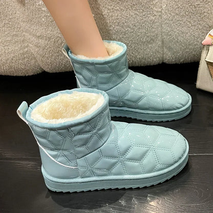 New Waterproof Woman Snow Boots Winter Thicken Warm Plush Ankle Boots Women Non Slip Flat Heel Cotton Shoes 35-41