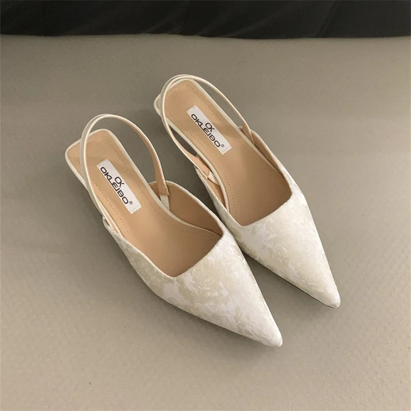 binfenxie  -    Fashion Women Sandals Party Pumps Thin High Heels Elastic Band Black White Beige Rose Summer Dress Shoes