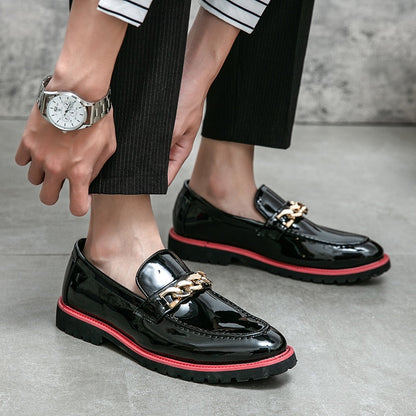 Leather Designer Brand Luxury Men Casual Office Bussiness Black Loafers Mens Italian Wedding Dress Male Shoes mens shoes