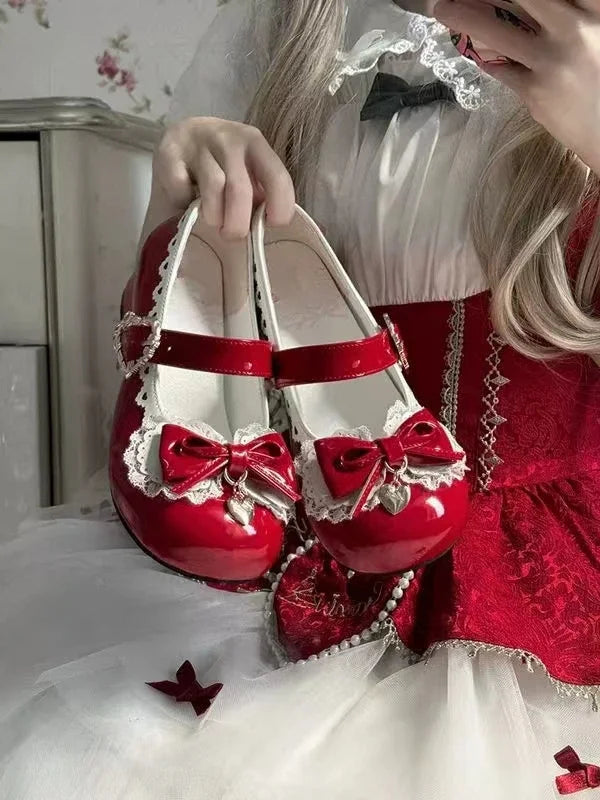 Futurecen  -  Japanese Kawaii Lolita Mary Janes Shoes Women Bow-knot Vintage Sweet Pumps Shoes Female Elegant Fashion Buckle Strap Shoes