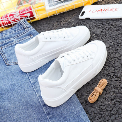 Women Sneakers Leather Shoes Spring Trend Casual Flats Sneakers Female New Fashion Comfort White  Vulcanized Platform Shoes