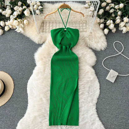 binfenxie Chic Fashion Sexy Package Hips Split Knitted Summer Dress Women Slim Elastic Bodycon Party Dress Streetwear Outfits