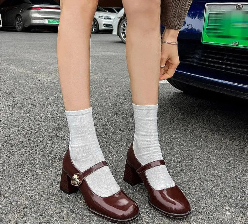 New Mary Jane Shoes Women's Shoes Women Thick Heels Buckle Lolita Shoes School Uniform Student Girls Leather Shoes