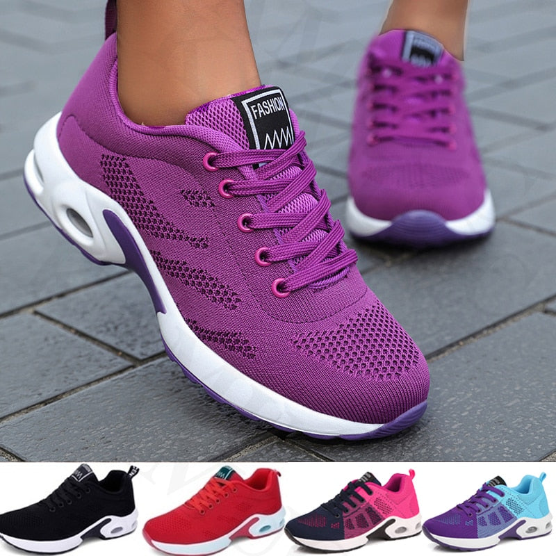 Ladies Trainers Casual Mesh Sneakers Pink Women Flat Shoes Lightweight Soft Sneakers Breathable Footwear Basket Shoes Plus Size