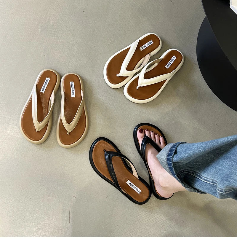 binfenxie Summer Flip Flop Designer Slides Comfort Flats Slippers Soft Sole Women Sandals 2024 Women's Ladies Outdoor Beach Shoes