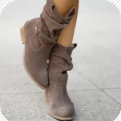 Women Ankle Boots Winter Low Heels  Autumn Winter Round Casual Shoes Faux Suede Female Low Boots Chelsea Boots Plus Size 43