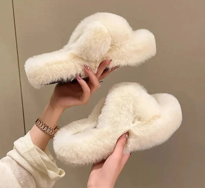 Spring Chunky Women Slippers Fashion Open Toe Thick Sole Platform Flats Ladies Keep Warm Slides Women Casual Shoes