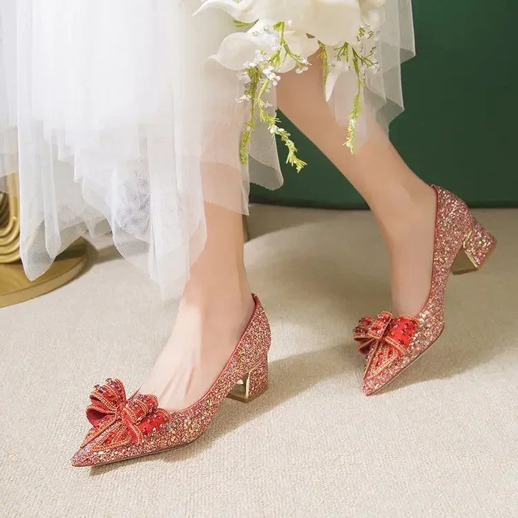 Women's Summer Footwear Stilito Rhinestone Shoes for Woman with Wedding Bride Genuine Mark Chic and Elegant A Comfortable E