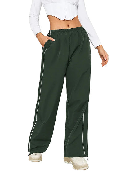 binfenxie Harajuku Women's Baggy Pants Solid Color Cargo Pants Low Rise Casual Track Pants Teen Girls Wide Leg Cargo Pant Streetwear