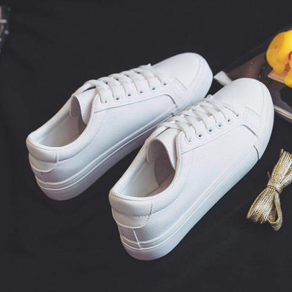 Women Sneakers Leather Shoes Spring Trend Casual Flats Sneakers Female New Fashion Comfort White  Vulcanized Platform Shoes