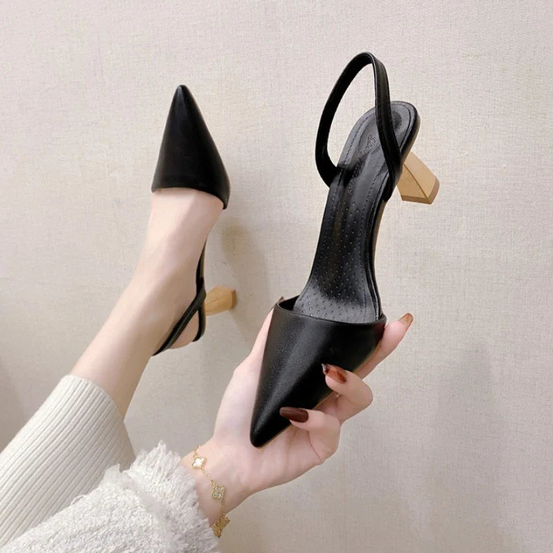 Futurecen  -  Women Brand Slingback Design Thin Heeled Pumps High Heels Sandals for Woman Slip on Pointed Toe Party Shoes  Women