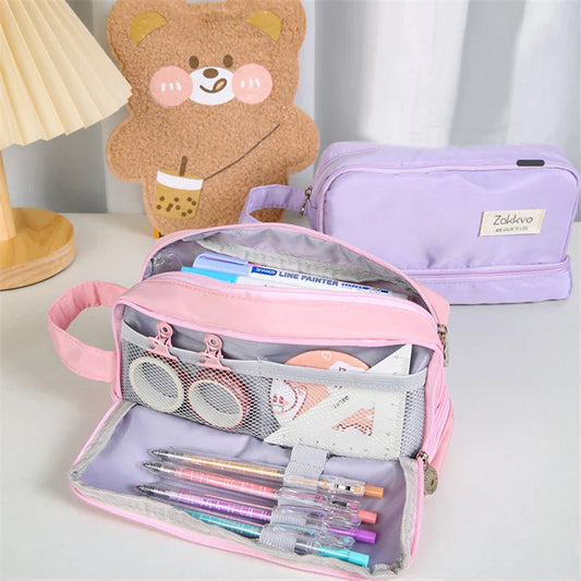 binfenxie Pencil Case Kawaii Material Escolar Big The Badge Pencilcase Cute Bags For Girls School Supplies Trousse Scolaire Pouch Etui