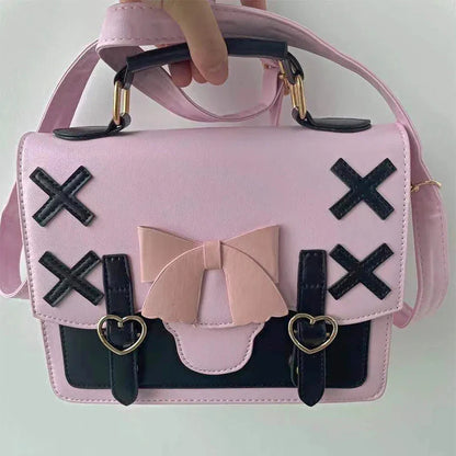 binfenxie Harajuku Lolita Shoulder Bag Women Japanese Kawaii Bowknot Female Messenger Bag Cute Womens Handbag Satchel Pouch