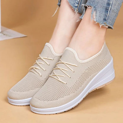 Breathable Mesh Wedge Sneaker Women Soft Thick Bottom White Tennis Shoes Woman Comfy Non Slip Casual Sport Shoes Female