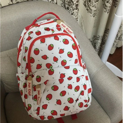 binfenxie High-capacity Women All Match Backpack Kawaii Cute Strawberry Print Students Schoolbags   Harajuku Sweet Chic Backpacks