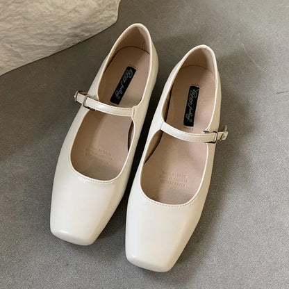 binfenxie  -   Summer New Brand Women Sliver Flats Fashion Square Toe Shallow Mary Jane Shoes Soft Casual Ballet Shoes Slingback Shoes