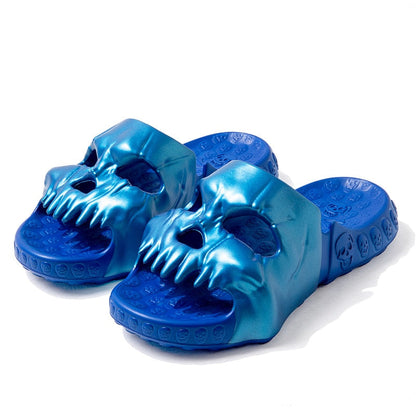 New Personalized Skull Design Men Slippers Summer Outdoor Fun Slides Thick Bottom of Beach Non-slip Leisure Women Sandals