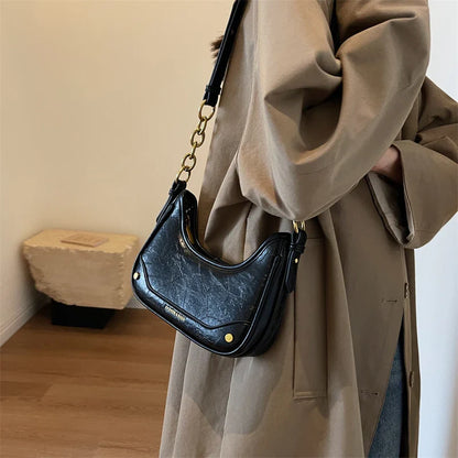 binfenxie Retro Underarm Shoulder Bags For Women 2023 Luxury Designer Purse And Handbags French Style Pure Color Chain Crossbody Bag