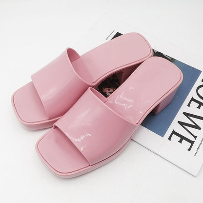 New Women Slippers Simple Solid Color  Non-slip Outdoor Beach Woman Sandals Fashion with Heel Slider Summer Female Shoes