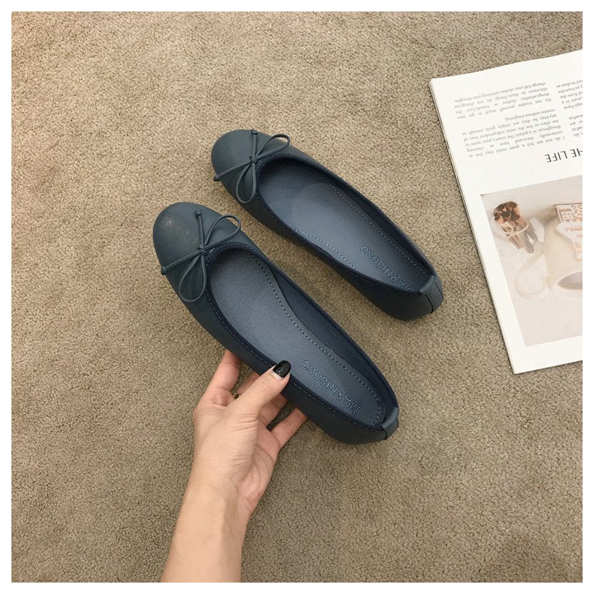 Classic Female Flats Ballerina Shoes Women Fashion Brand Round Toe Ballet Bow Knot Shallow Moccasin Slip On Loafer Big size