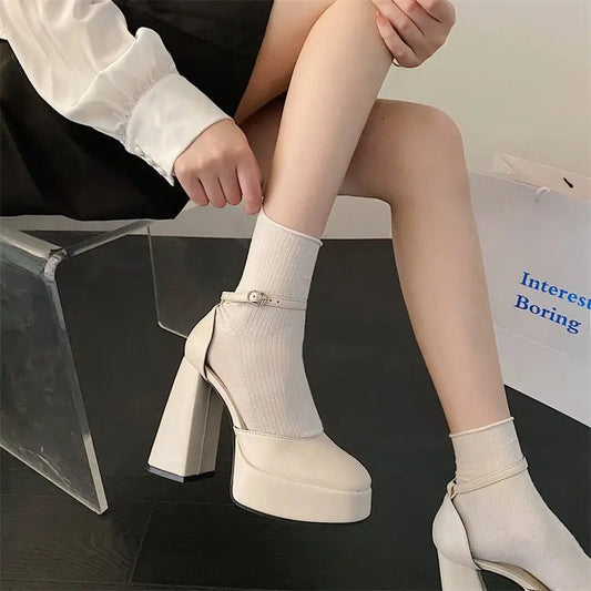 Futurecen Platform High Heels for Women Lolita Mary Janes Shoes autumn New Ladies Round Toe Buckle Strap Pumps Elegant Female Shoes